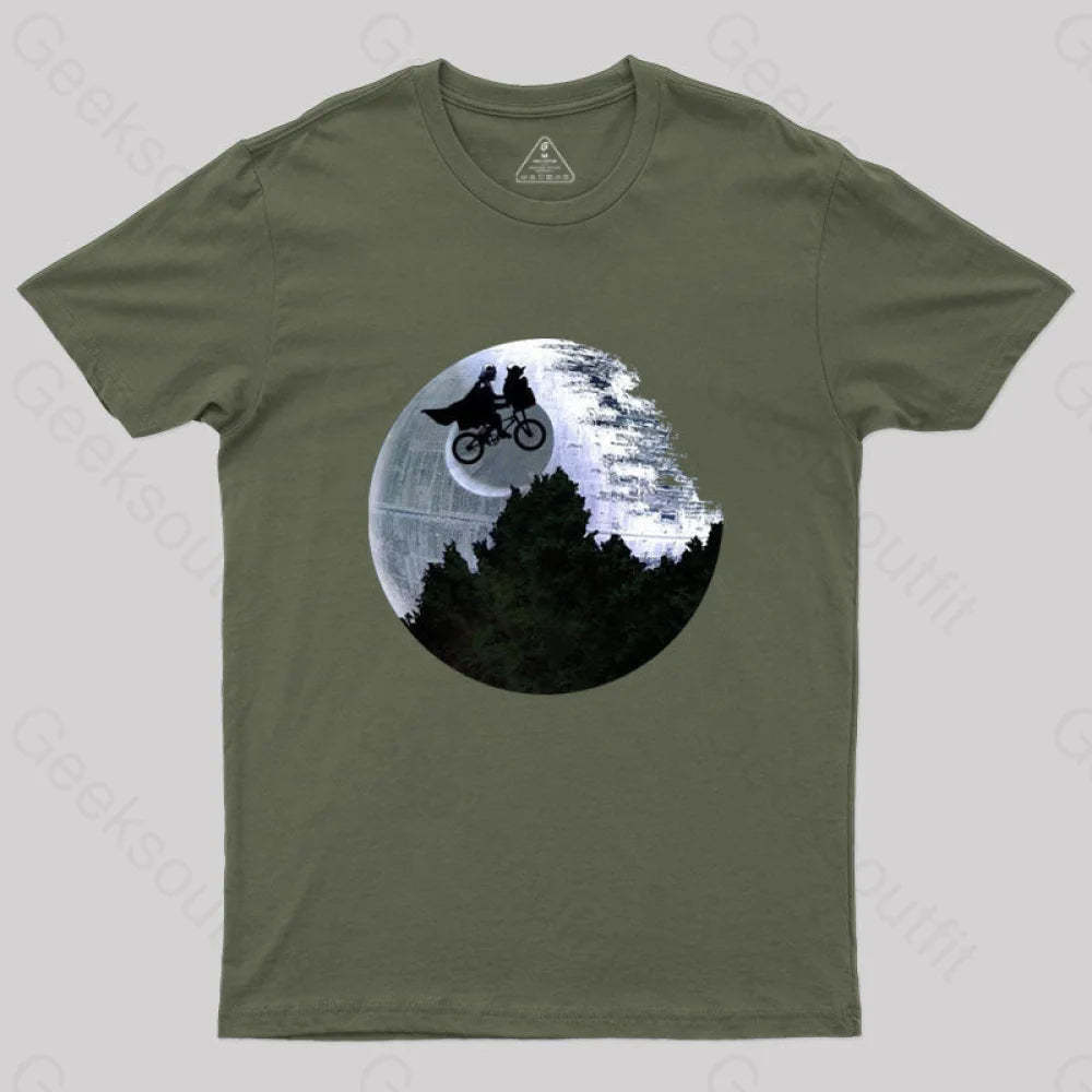 Darth Vader Riding A Bike With Weird Yoda T-Shirt Army Green / S