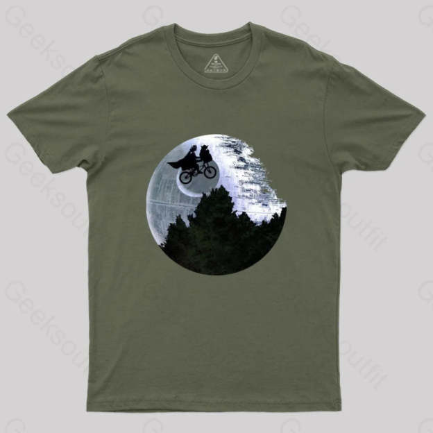 Darth Vader Riding A Bike With Weird Yoda T-Shirt Army Green / S