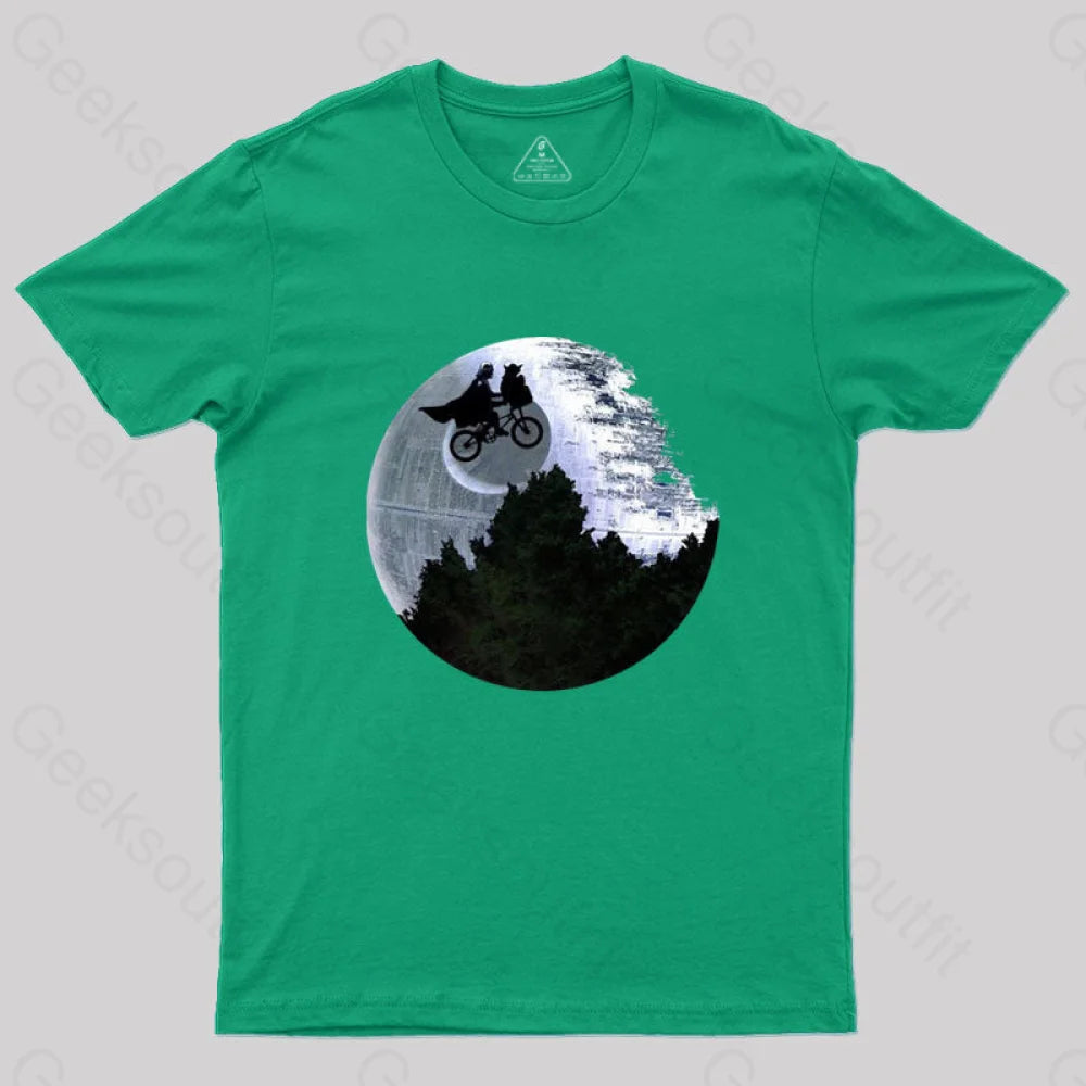 Darth Vader Riding A Bike With Weird Yoda T-Shirt Green / S