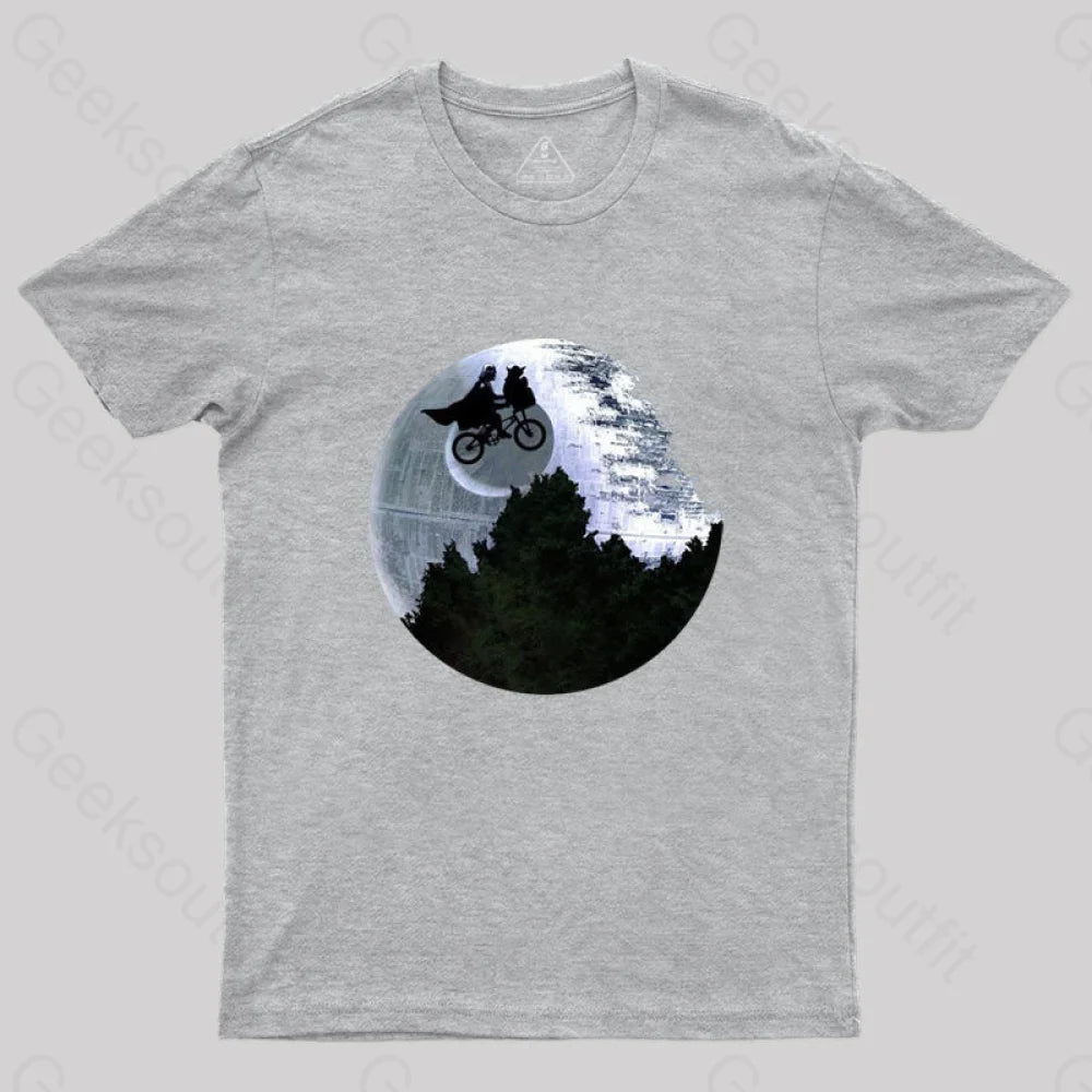 Darth Vader Riding A Bike With Weird Yoda T-Shirt Grey / S