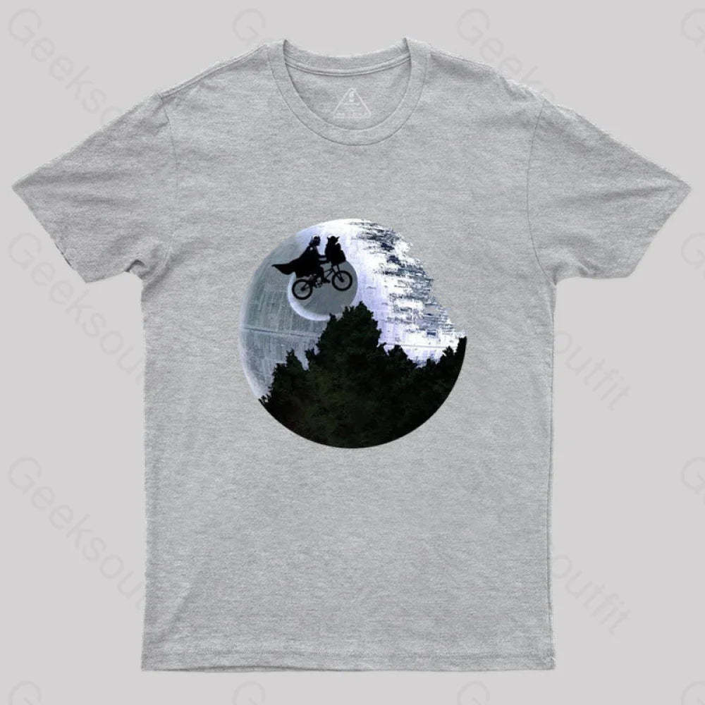 Darth Vader Riding A Bike With Weird Yoda T-Shirt Grey / S
