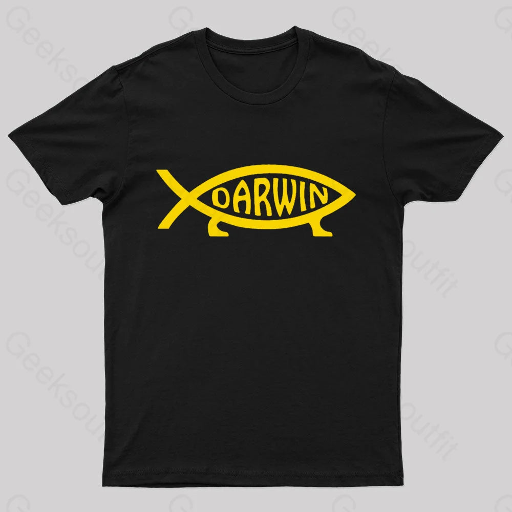 Darwin Fish Geek T-Shirt Black / S