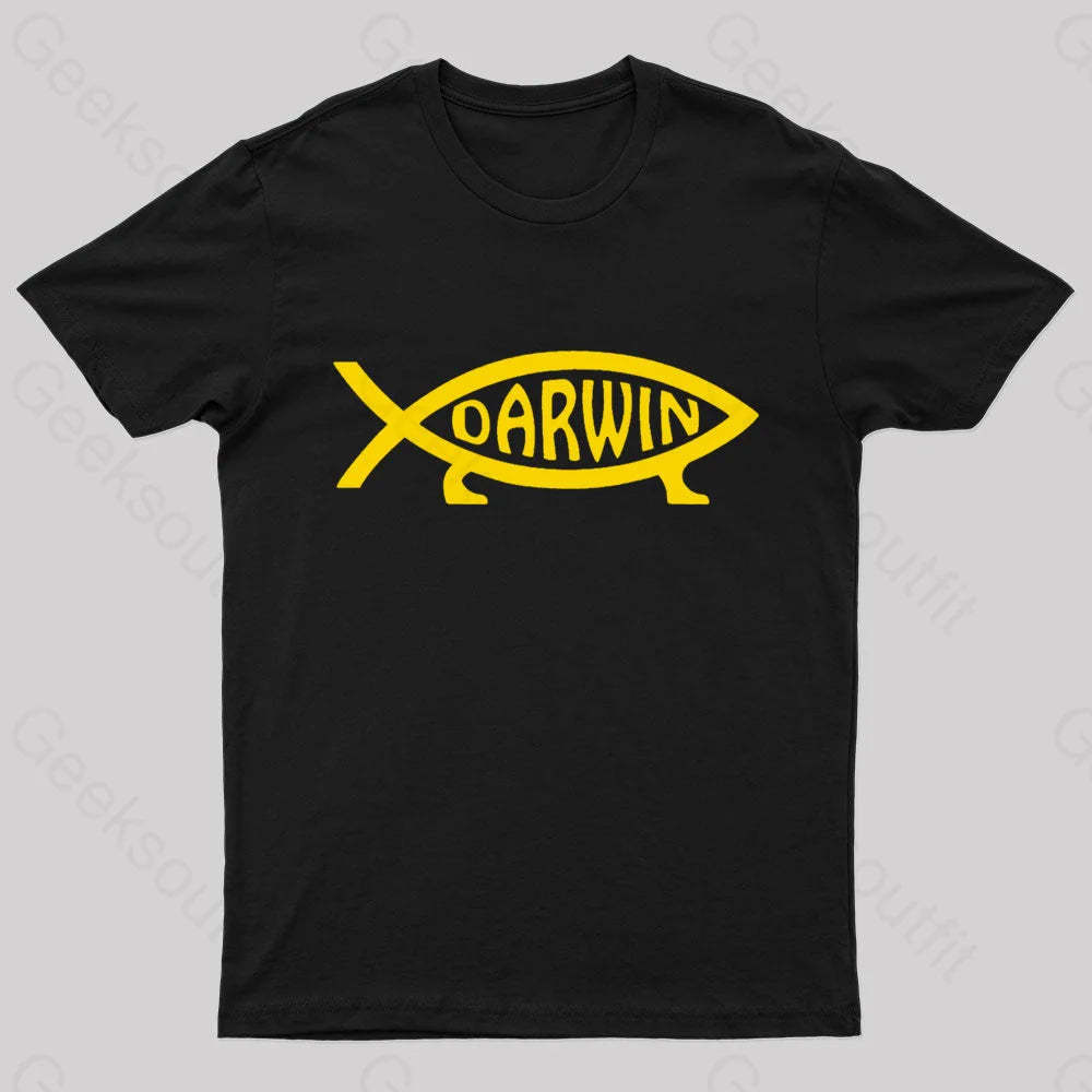 Darwin Fish Geek T-Shirt Black / S