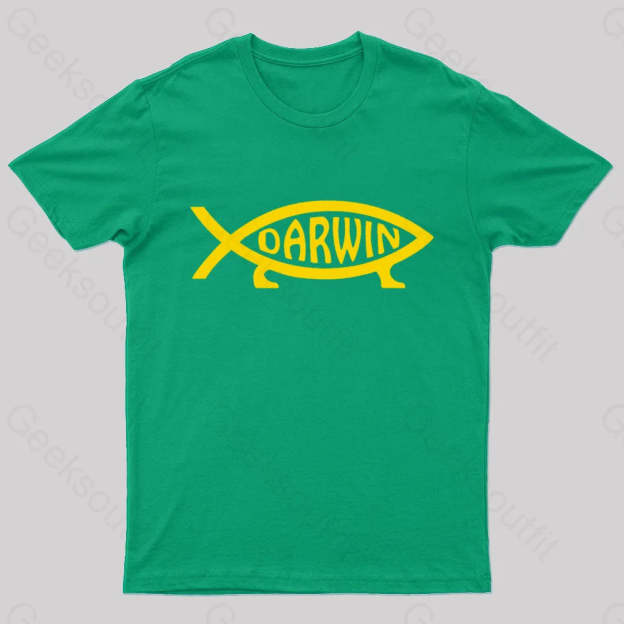 Darwin Fish Geek T-Shirt Green / S