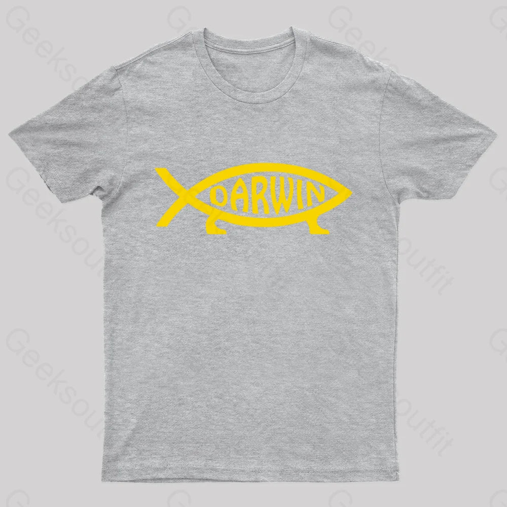 Darwin Fish Geek T-Shirt Grey / S