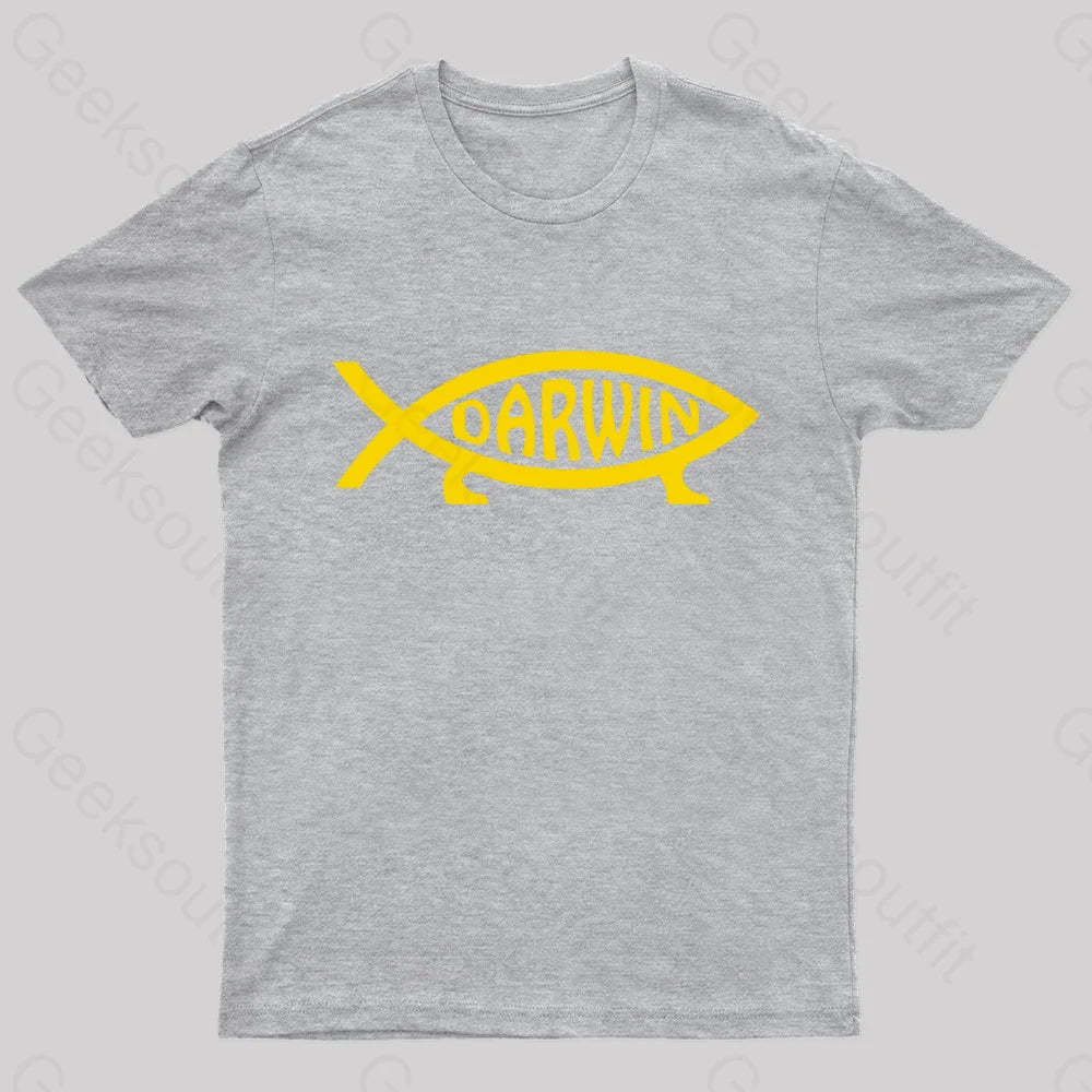 Darwin Fish Geek T-Shirt Grey / S