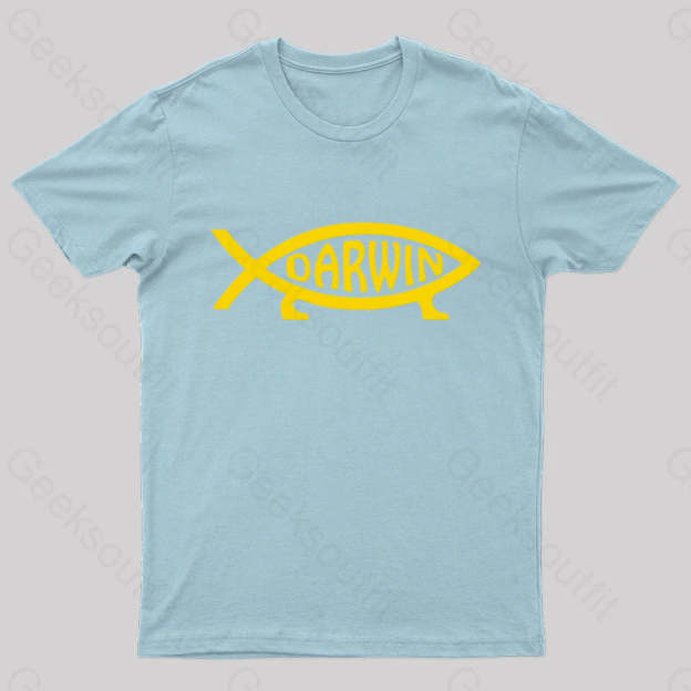 Darwin Fish Geek T-Shirt Light Blue / S