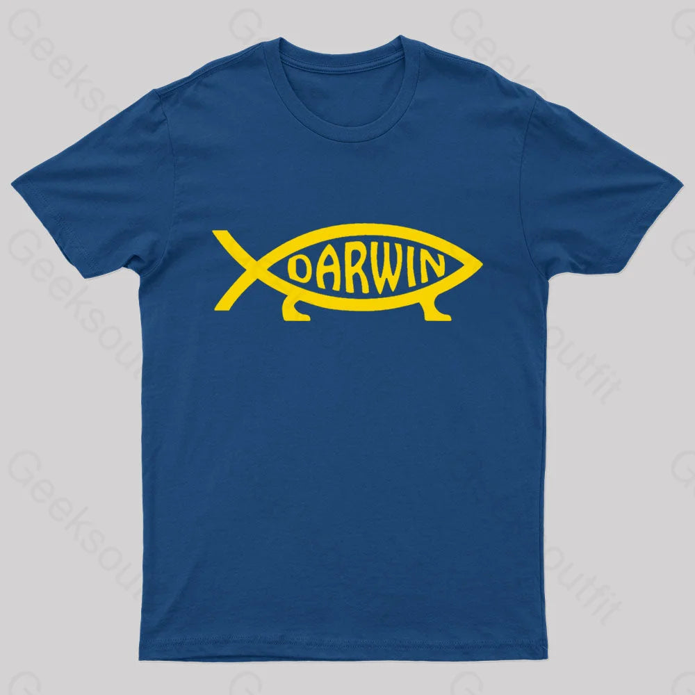 Darwin Fish Geek T-Shirt Navy / S