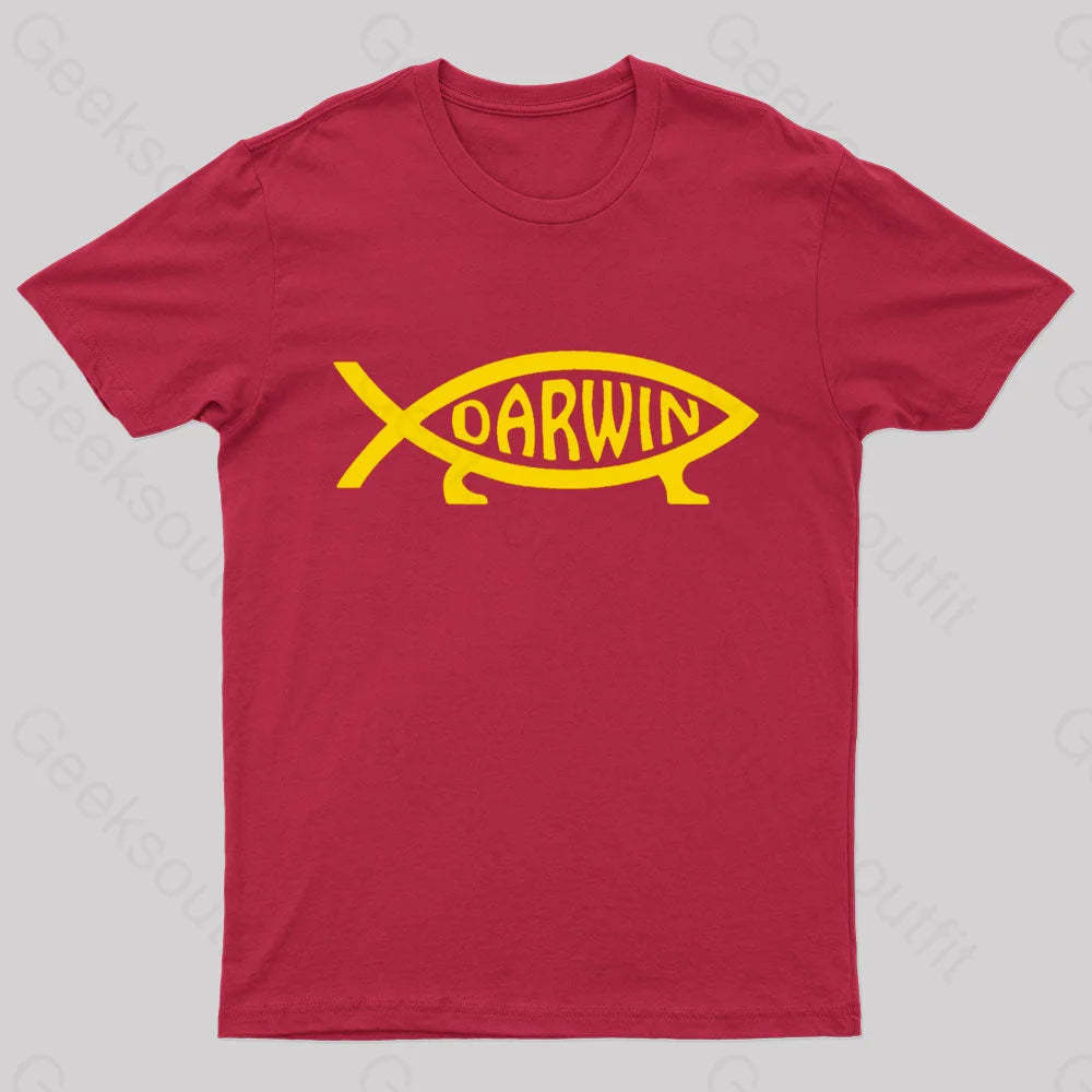 Darwin Fish Geek T-Shirt Red / S