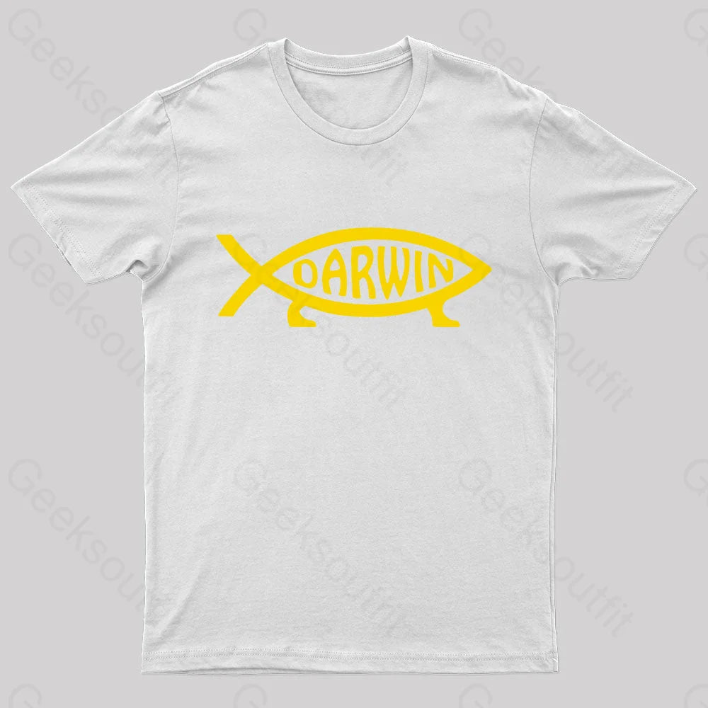 Darwin Fish Geek T-Shirt White / S
