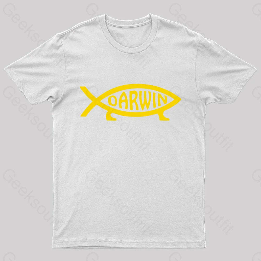 Darwin Fish Geek T-Shirt White / S