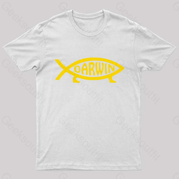 Darwin Fish Geek T-Shirt White / S