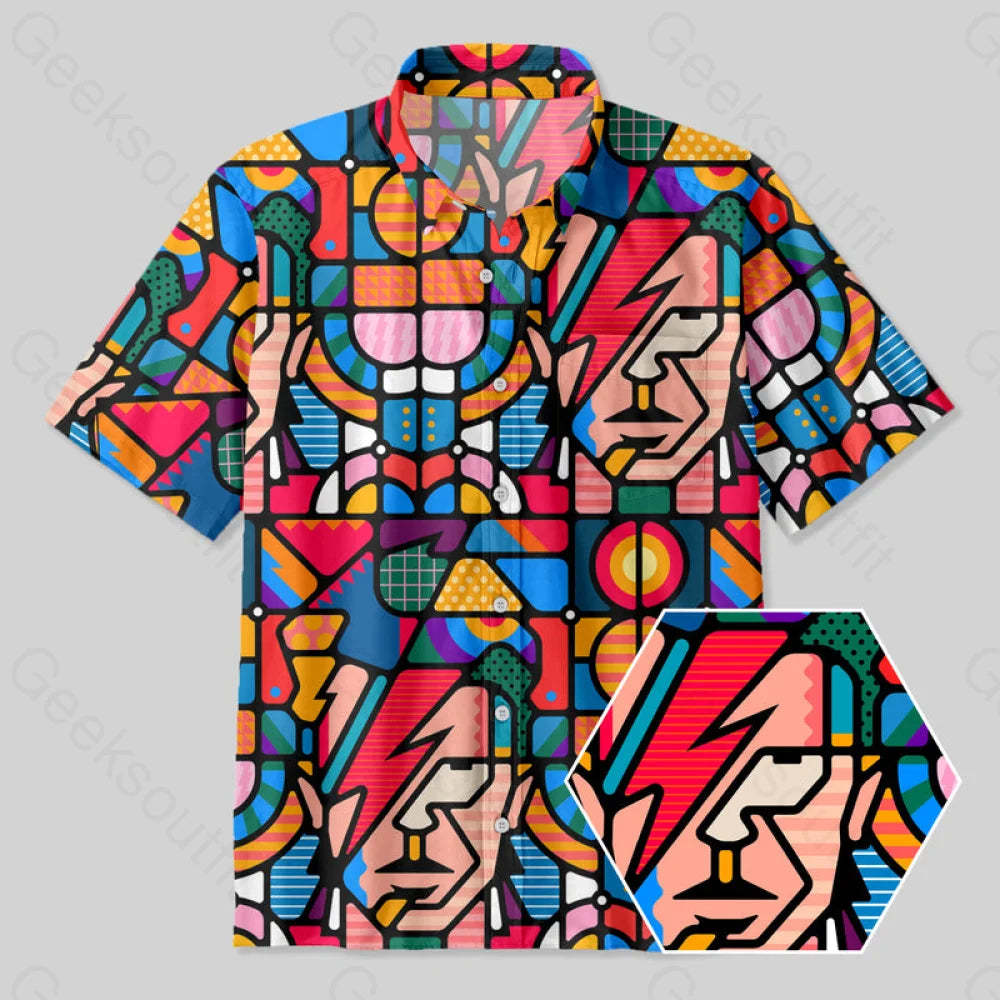 Geeksoutfit David Colorful Geometry Modern Art Button Up Pocket