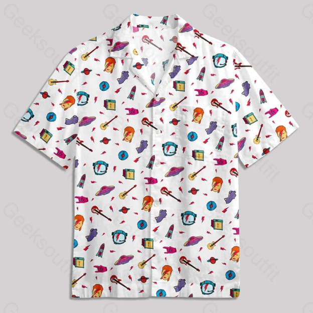 David Bowie Space Button Up Pocket Shirt Hawaiian / S Bus635 Yc