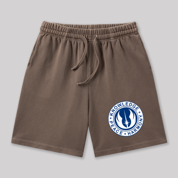 Peace Harmrmony Knowledge Geeky Washed Shorts