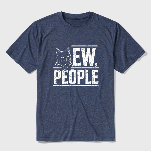 Ew People Funny Cat Ultra Soft Heather Tee
