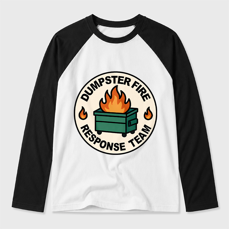 Dumpster Fire Response Team Geek Retro Raglan Long-Sleeve Tee