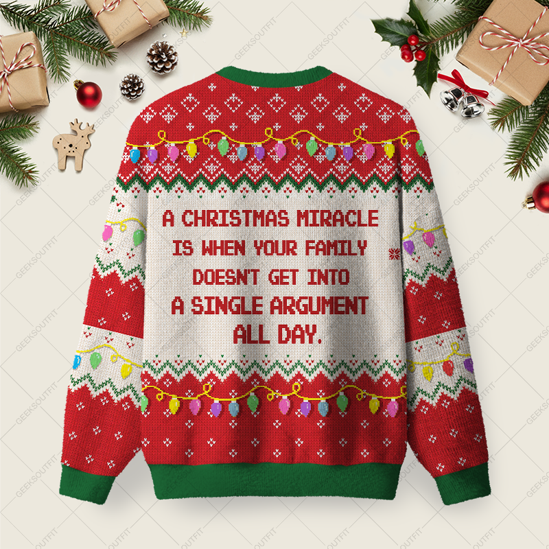 Christmas Miracle Ugly Christmas Fuzzy Fleece Sweatshirt