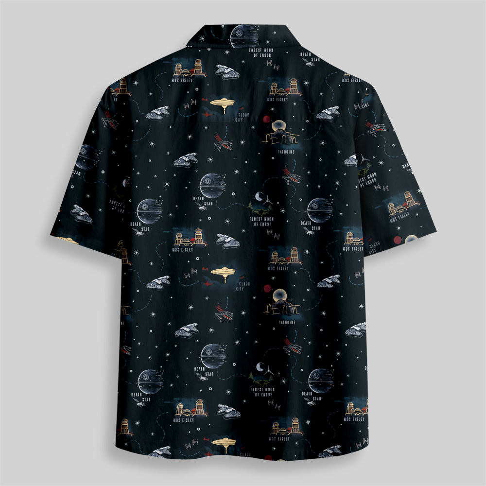 Space War Map Button Up Pocket Shirt