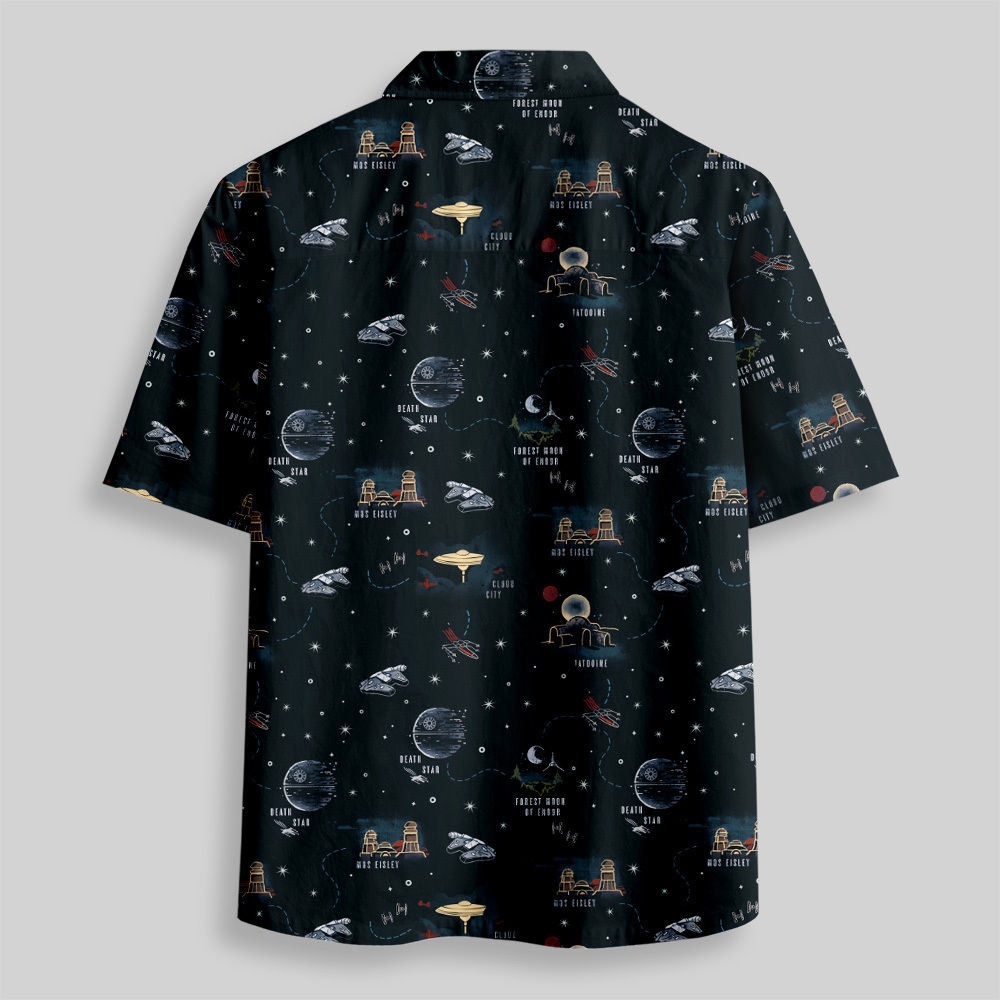 Space War Map Button Up Pocket Shirt