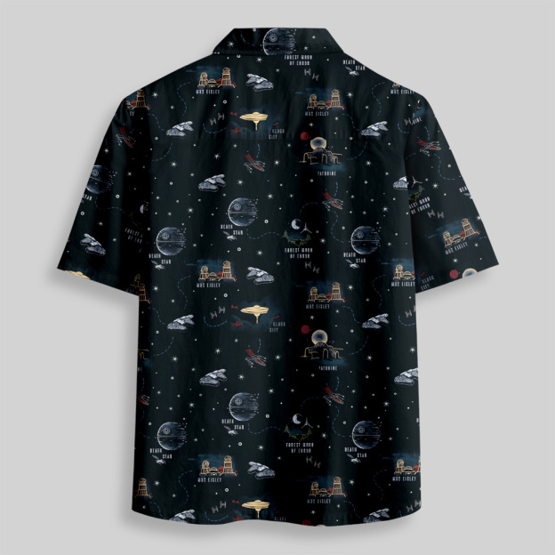 Space War Map Button Up Pocket Shirt