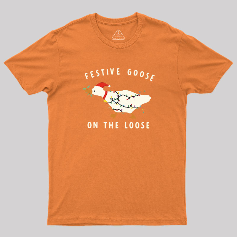 Festive Goose on the Loose Christmas Geek T-Shirt