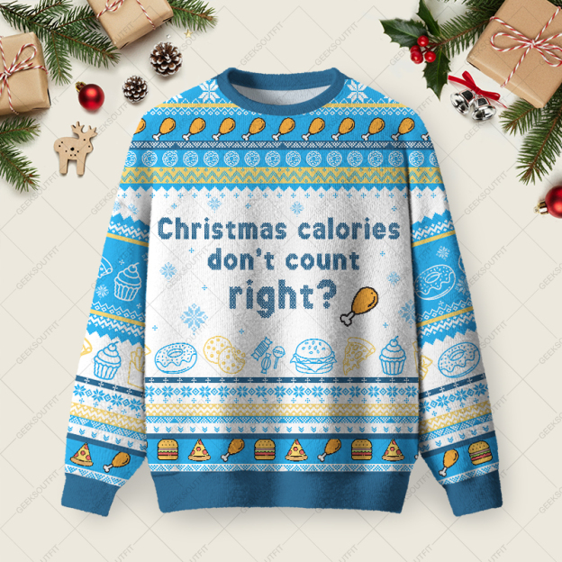 Christmas Calories Don’t Count Ugly Christmas Fuzzy Fleece Sweatshirt