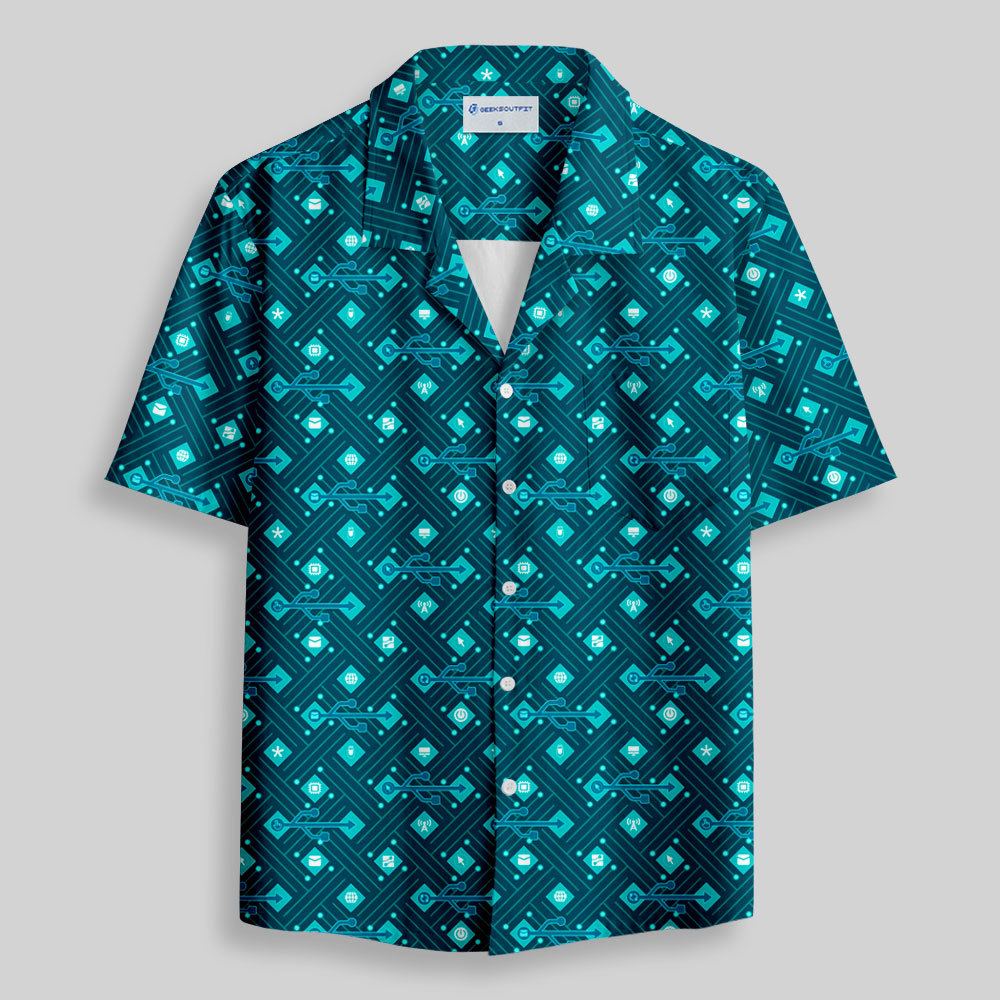 USB Interface Button Up Pocket Shirt