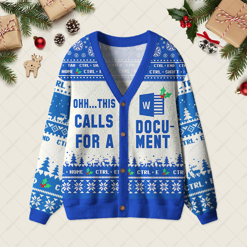 Geeksoutfit Ohh This Calls for a Document Geek Ugly Cardigan Sweaters for Sale