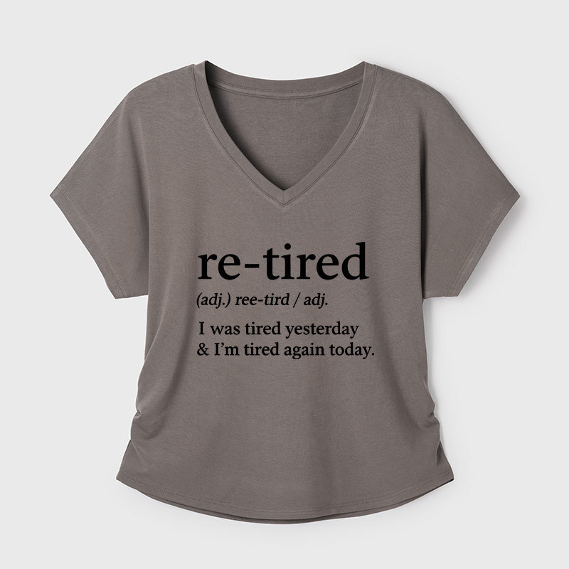 Definition Of Retired Geek Dolman Sleeve V-Neck Shirt