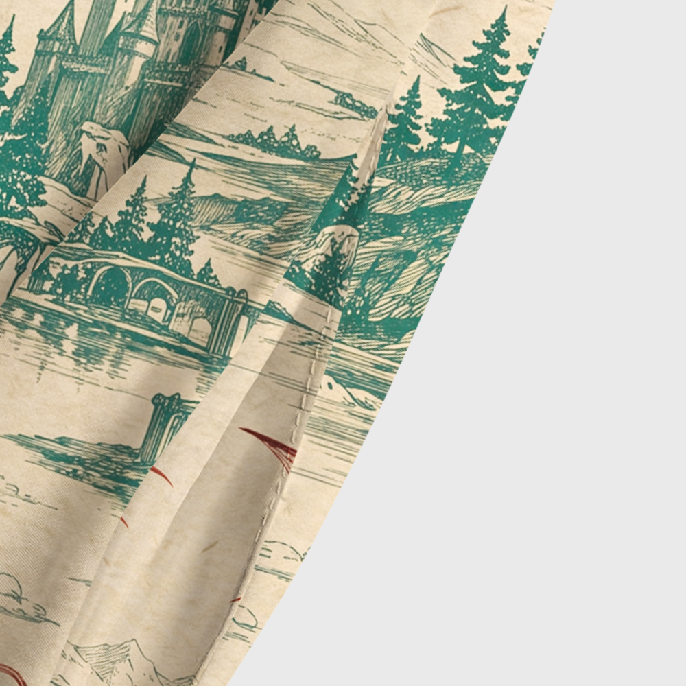 Medieval Fantasy Flying Dragons & Cliff Castle Landscape Geek Tiered Cami Maxi Dress
