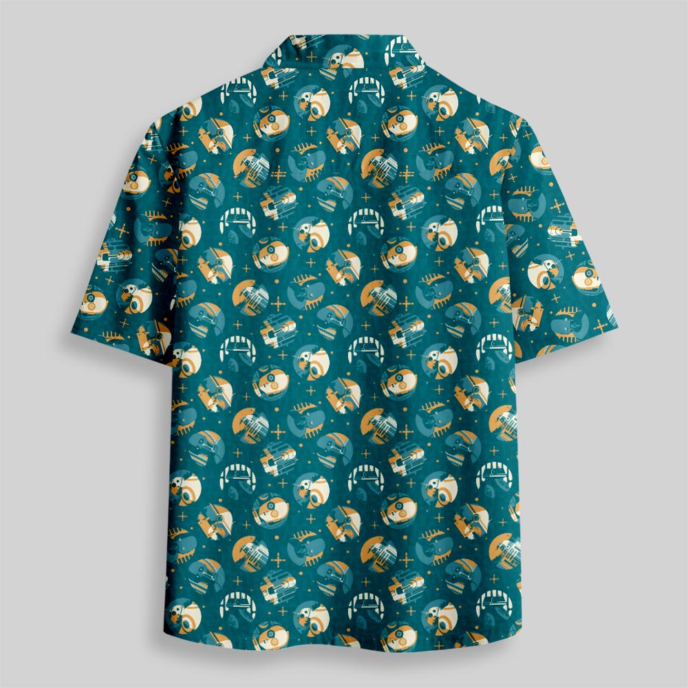 Space Science Fiction Robot Button Up Pocket Shirt