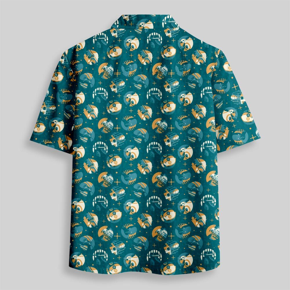 Space Science Fiction Robot Button Up Pocket Shirt
