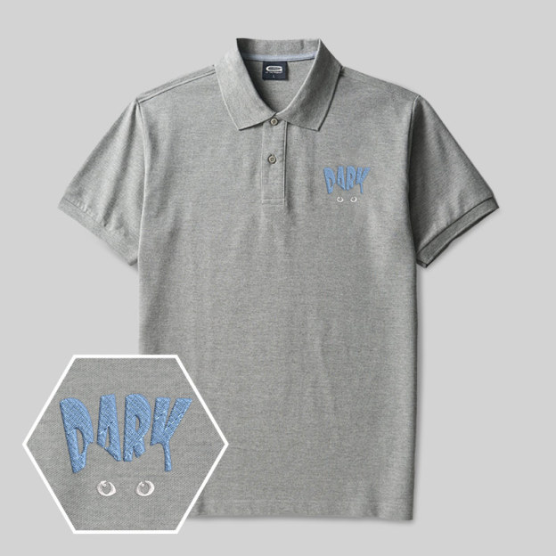 Dark Cat Geek Embroidered Polo Shirt