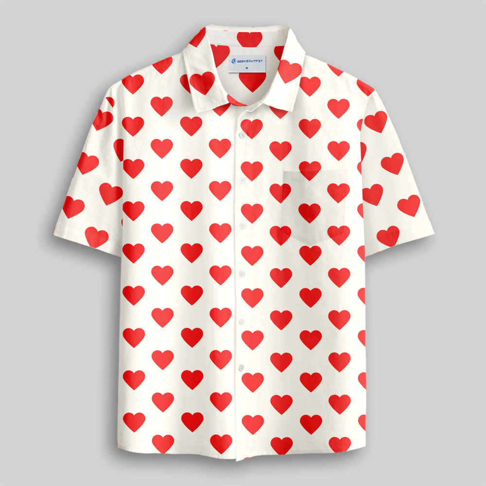 He’s Wearing Hearts Button Up Pocket Shirt