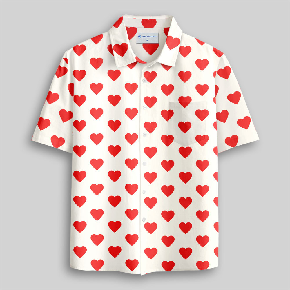 He’s Wearing Hearts Button Up Pocket Shirt
