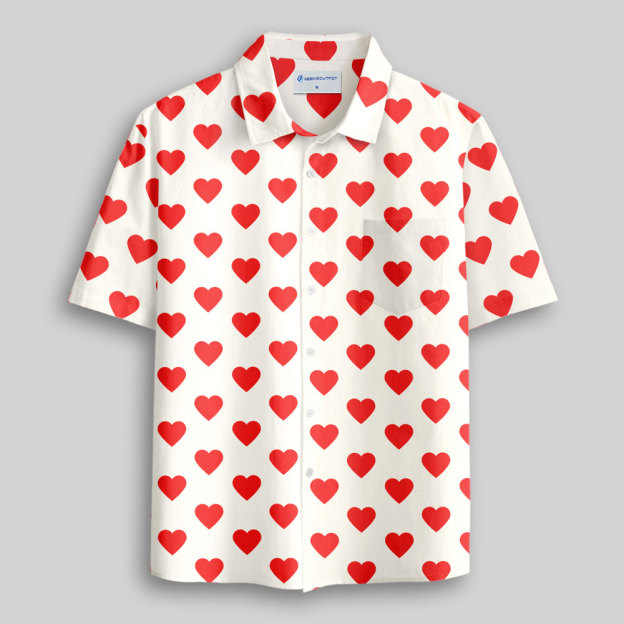 He’s Wearing Hearts Button Up Pocket Shirt