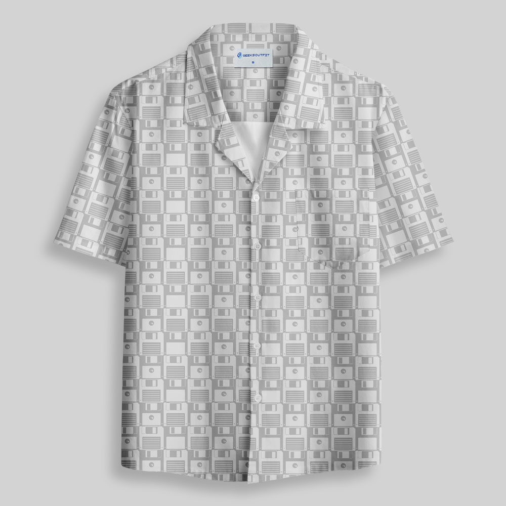 Computer Floppy Disk Button Up Pocket Shirt