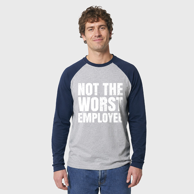 Not The Worst Employee Geek Retro Raglan Long-Sleeve Tee