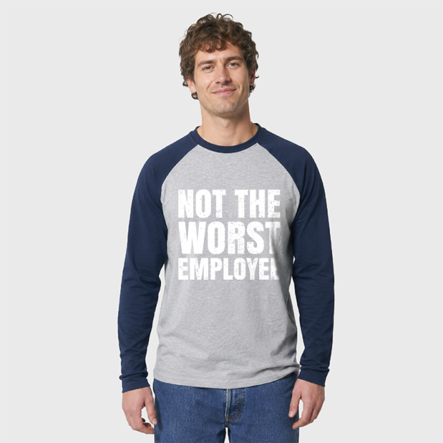Not The Worst Employee Geek Retro Raglan Long-Sleeve Tee