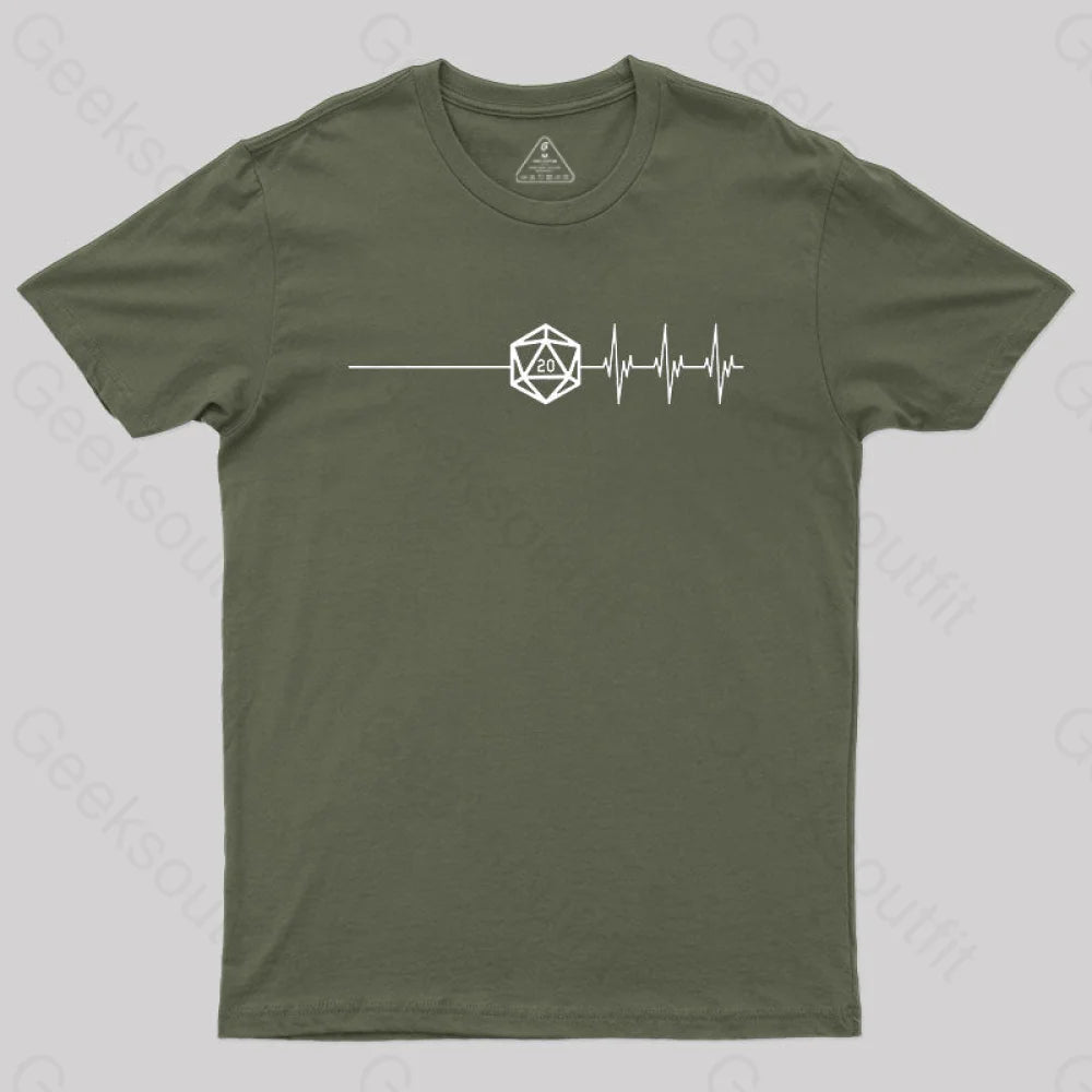 Death Save Critical Success Nat20 D20 T-Shirt Army Green / S