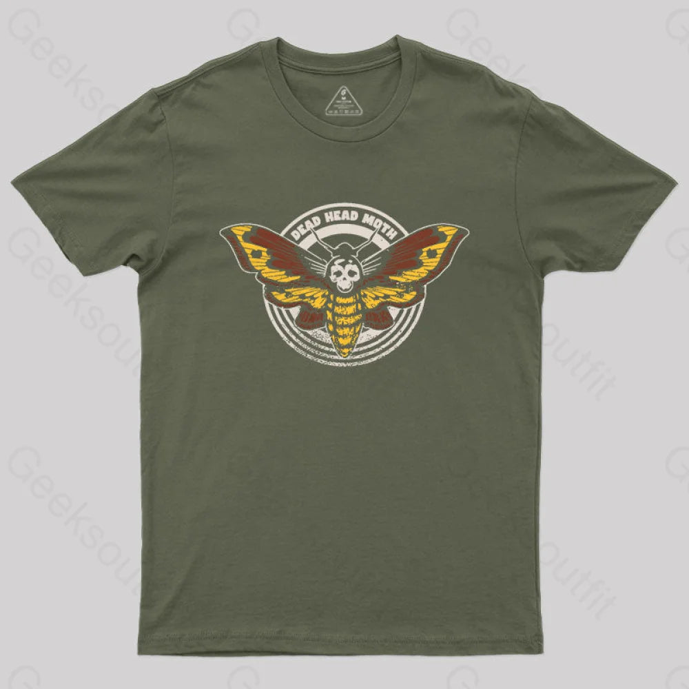 Death’s Head Moth Distressed Vintage T-Shirt Army Green / S