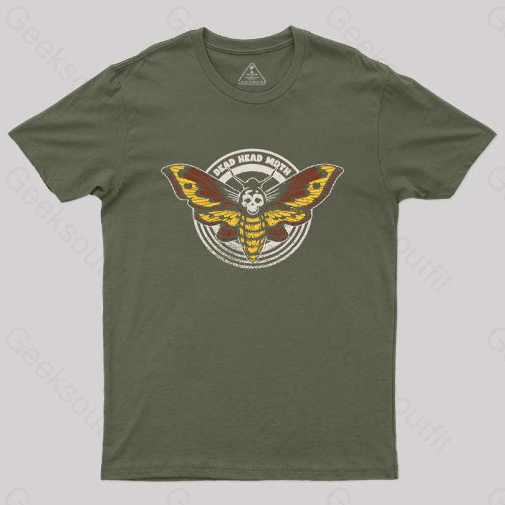 Death’s Head Moth Distressed Vintage T-Shirt Army Green / S