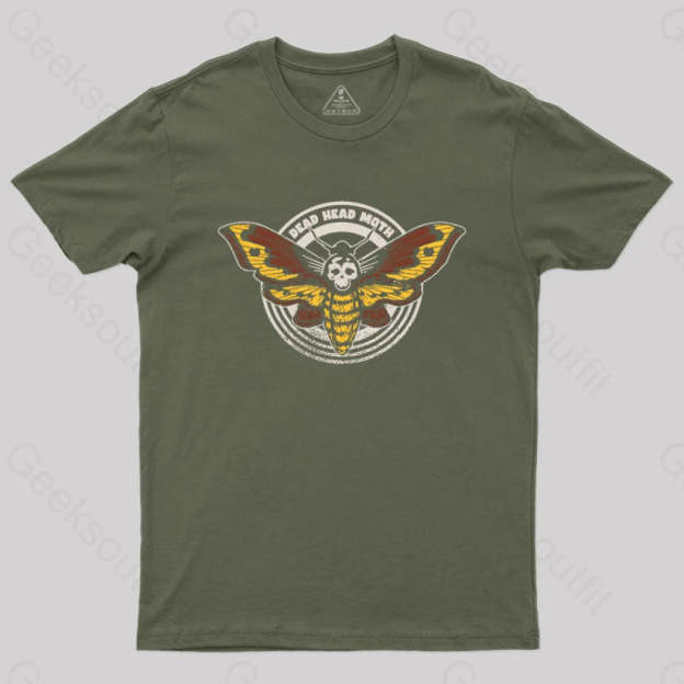 Death’s Head Moth Distressed Vintage T-Shirt Army Green / S