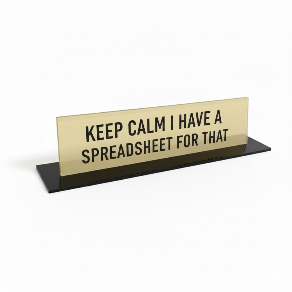 Keep Clam I Have a Spreadsheet For That Geek Office Desk Plate