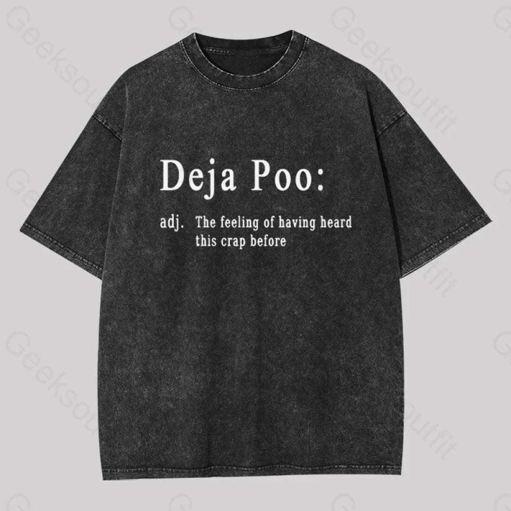 Deja Poo Geek Washed T-Shirt Black / S