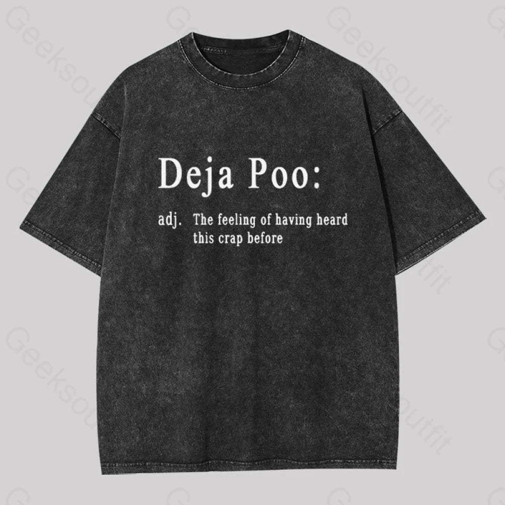 Deja Poo Geek Washed T-Shirt Black / S