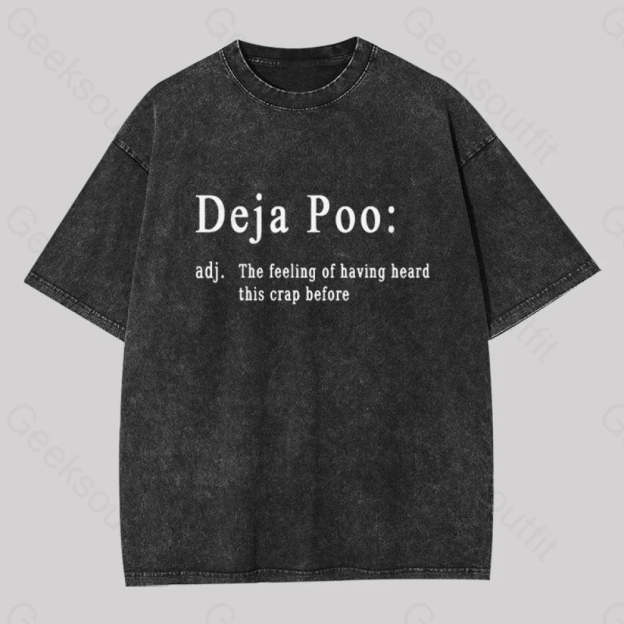 Deja Poo Geek Washed T-Shirt Black / S