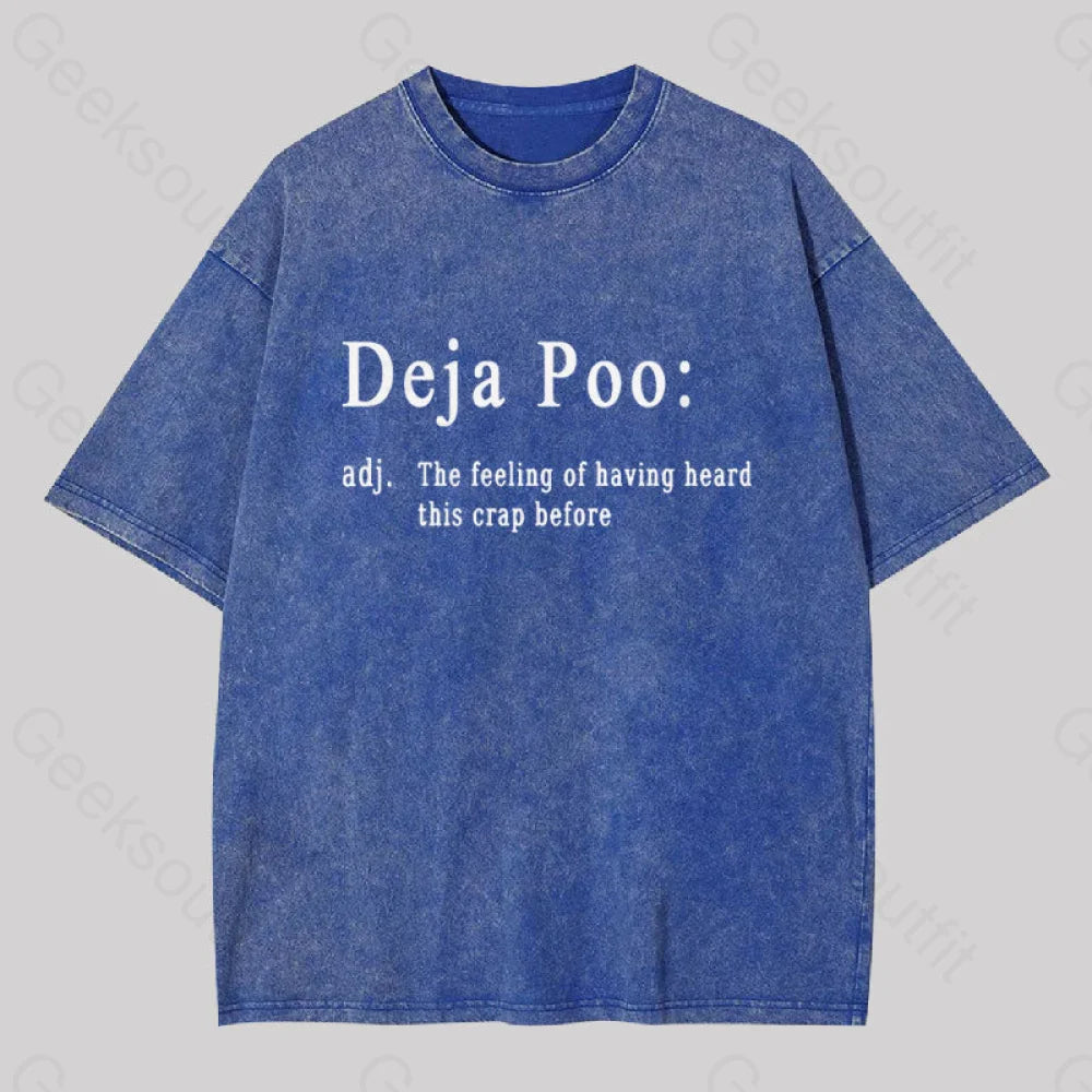 Deja Poo Geek Washed T-Shirt Blue / S