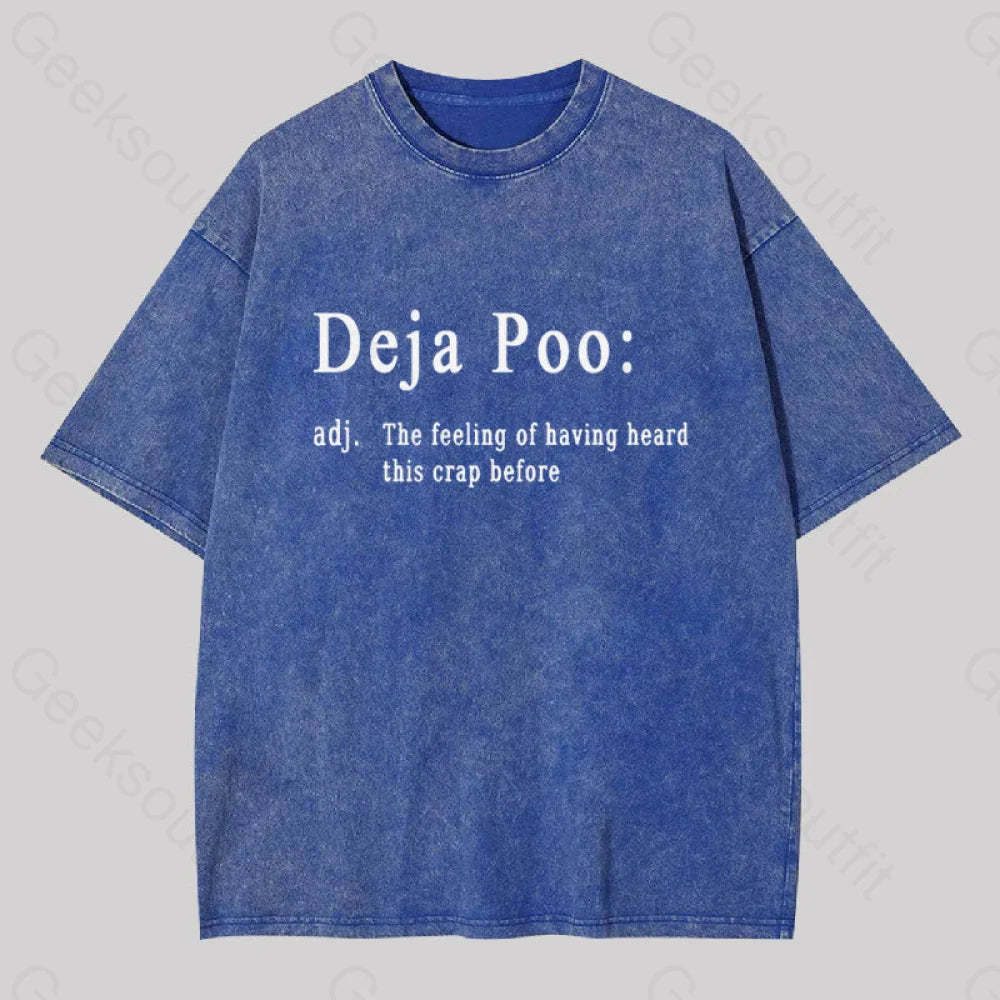 Deja Poo Geek Washed T-Shirt Blue / S